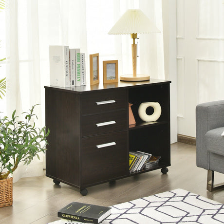 Archivador lateral móvil de 3 cajones con soporte para impresora