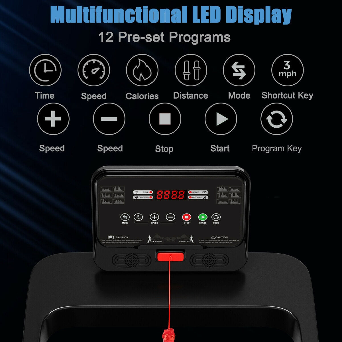 Cinta de correr eléctrica de 2.25 HP con control por aplicación