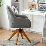 Sillón giratorio tapizado con patas de madera de haya