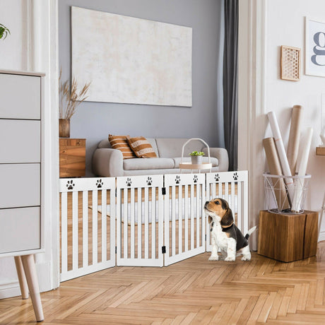 Barrera de seguridad plegable de madera de 24 pulgadas para mascotas, con bisagra de 360°