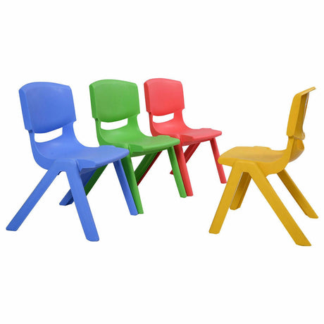 Paquete de 4 sillas de plástico apilables y coloridas para niños