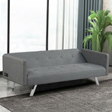 3 Seat Convertible Linen Fabric Futon Sofa with USB and Power Strip