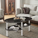 Mesa de centro ovalada de cristal templado