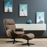 Upholstered Swivel Lounge Chair with Ottoman and Rocking Footstool
