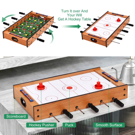 Mesa de juego de futbolín/hockey de aire 2 en 1 para interiores y exteriores