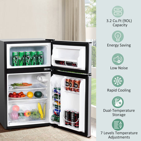 Refrigerador compacto de acero inoxidable de 3.2 pies cúbicos
