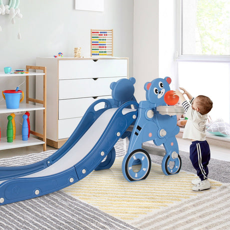 Tobogán plegable 4 en 1 para bebés y niños pequeños con pelota