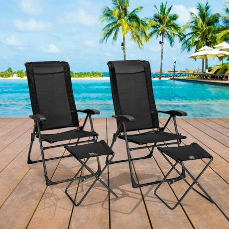 Juego de 4 sillas de comedor plegables con respaldo ajustable para patio