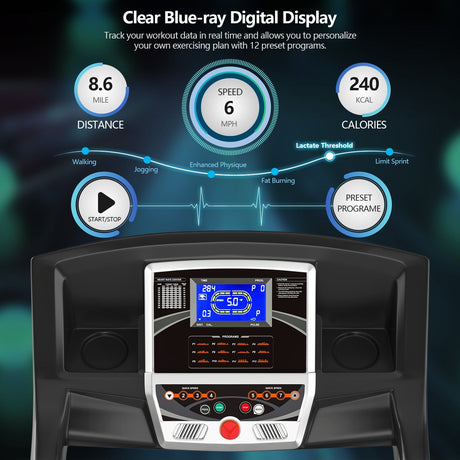 Máquina de cinta de correr eléctrica plegable motorizada de 2.25 HP con pantalla LCD