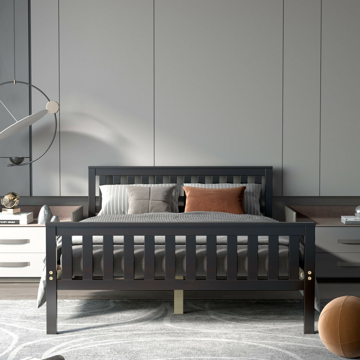 Cama Plataforma de Madera Tamaño Completo con Cabecera