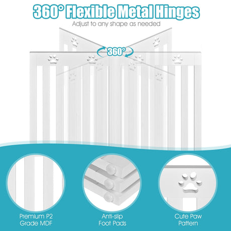 Puerta para mascotas independiente plegable de madera de 36 pulgadas con bisagra flexible de 360°
