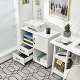 Mobile File Cabinet with Lateral Printer Stand and Storage Shelves