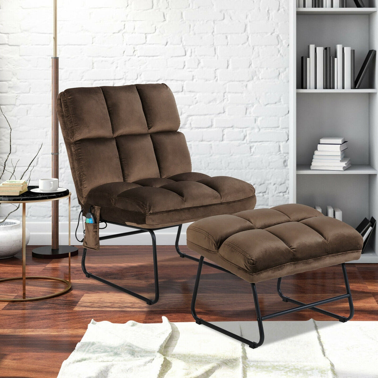 Sillones reclinables de masaje de terciopelo con control remoto y bolsillo lateral