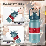 Botella de Agua Deportiva de Acero Inoxidable de 44oz con Aislamiento al Vacío, a Prueba de Fugas - Gris