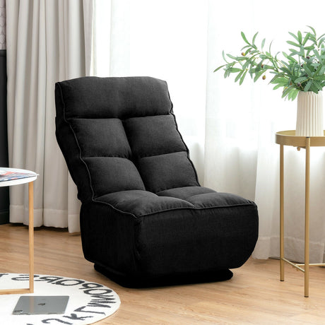 Sillón de Suelo Plegable con Giro de 360 Grados y 6 Posiciones Ajustables