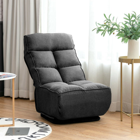 Sillón de Suelo Plegable con Giro de 360 Grados y 6 Posiciones Ajustables