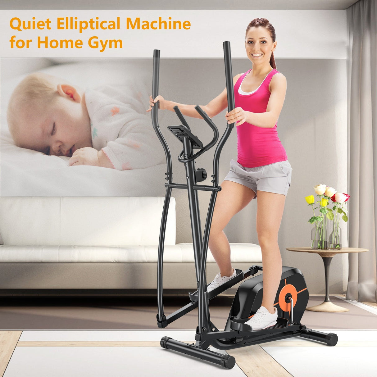Máquina Elíptica de Ejercicio con Resistencia Magnética y Monitor LCD