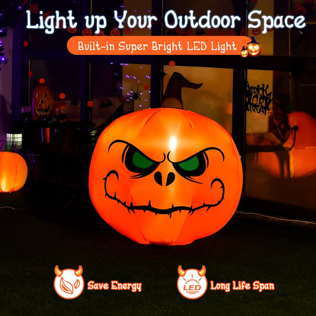 Calabaza inflable de Halloween de 4 pies con luz LED incorporada