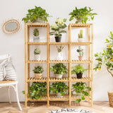 Estante multifuncional de bambú para exhibición de plantas y flores