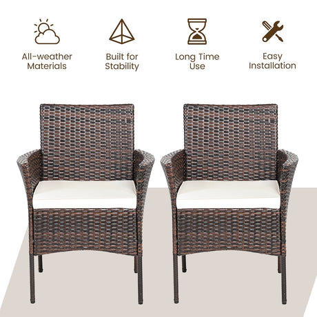 2 Sillones de ratán PE para exteriores con cojines extraíbles