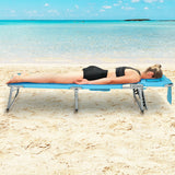 Tumbona de playa plegable con almohada para exteriores - Turquesa