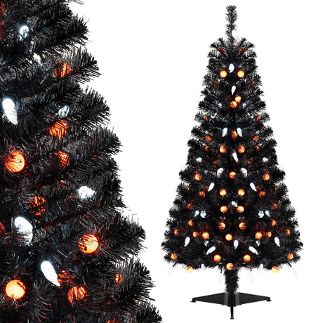 Árbol de Halloween Artificial de 4.5 Pies con 6 Modos de Iluminación y 5 Músicas