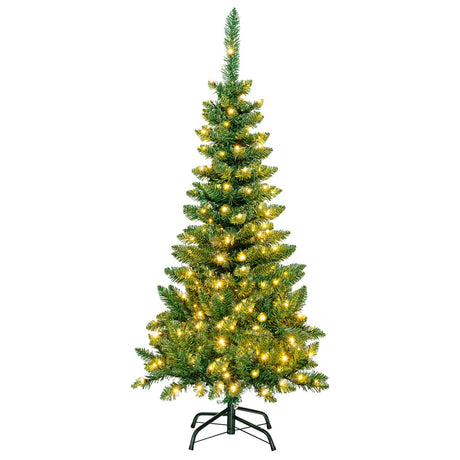 4.5 ft Pre-Lit Premium Hinged Artificial Fir Pencil Christmas Tree with LED Lights