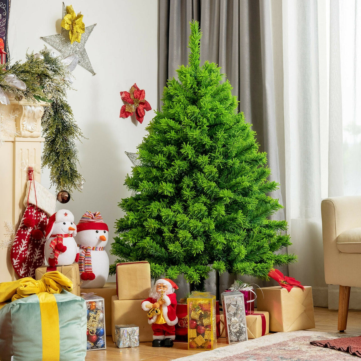 Árbol de Navidad artificial nevado con soporte metálico