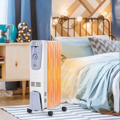 Radiador de aceite de 1500W con termostato y 4 ruedas inferiores