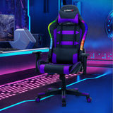 Silla Gaming Giratoria Ajustable con Luces LED y Mando a Distancia