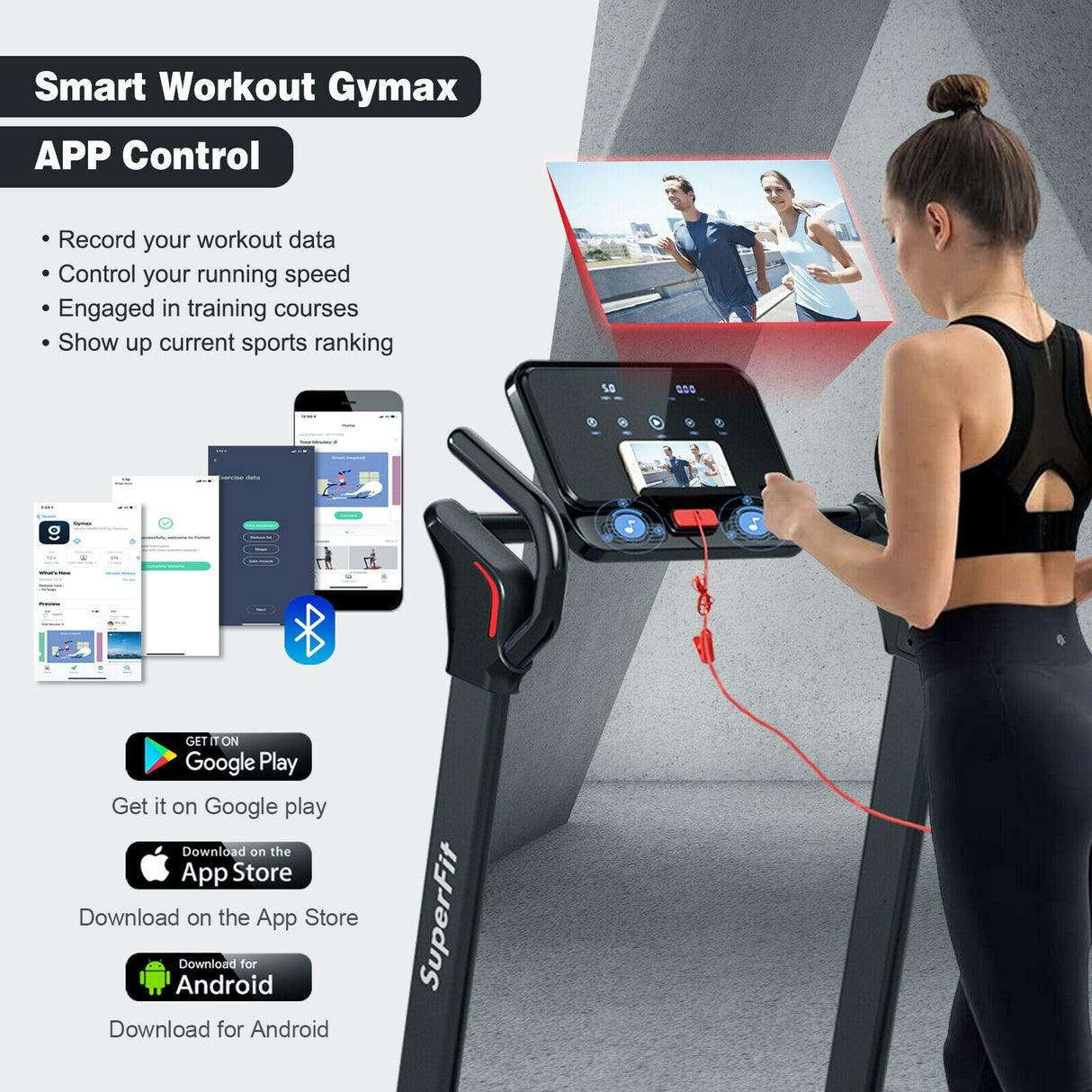 Máquina de correr eléctrica plegable de 2.25 HP con motor y pantalla LED