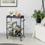 Kitchen Island Cart on Wheels with Removable Top and Wine Rack-Rustic Brown