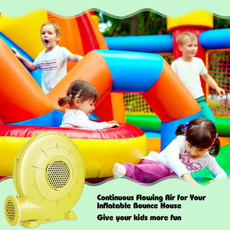Ventilador y bomba de aire de 350 vatios y 0.5 HP para casa de rebote inflable y castillo hinchable - Amarillo