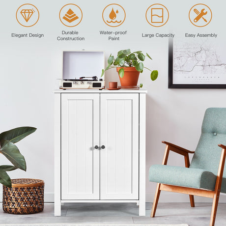 Organizador de almacenamiento de pie para baño de 2 puertas con ahorro de espacio