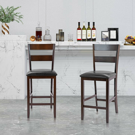 Taburetes de bar tapizados de 2 piezas Sillas de altura de mostrador con cubierta de cuero de PU