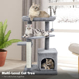 Árbol para gatos con percha y pelota colgante para juego y descanso en interiores