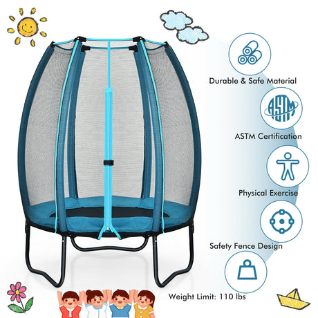 Cama Elástica Recreativa Infantil de 1.2 metros con Red de Seguridad - Azul