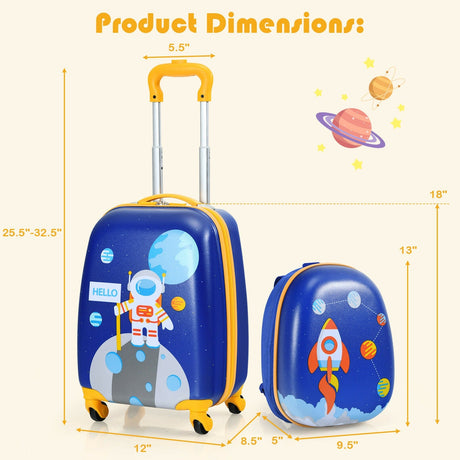 Juegos de equipaje de 2 piezas para niños con mochila y maleta para viajar