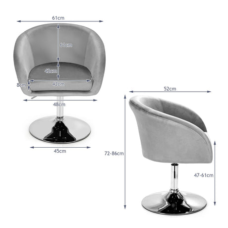 Taburete de Maquillaje Giratorio 360 Grados Silla Decorativa con Respaldo Redondo y Base Metálica