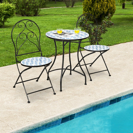 Juego de Muebles de Bistró para Patio de 3 Piezas con Diseño de Mosaico