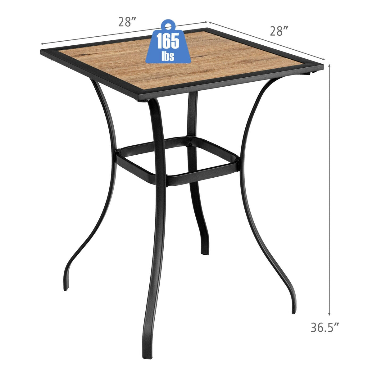 Mesa de bar cuadrada para patio/jardín