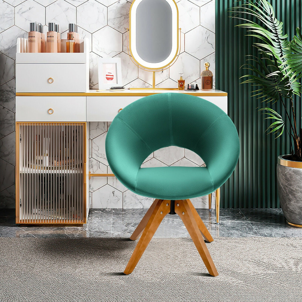 Sillón giratorio con asiento tapizado extragrande para oficina en casa