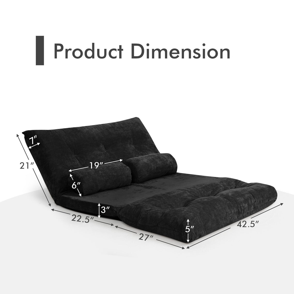 Sofá cama reclinable de 6 posiciones con 2 almohadas