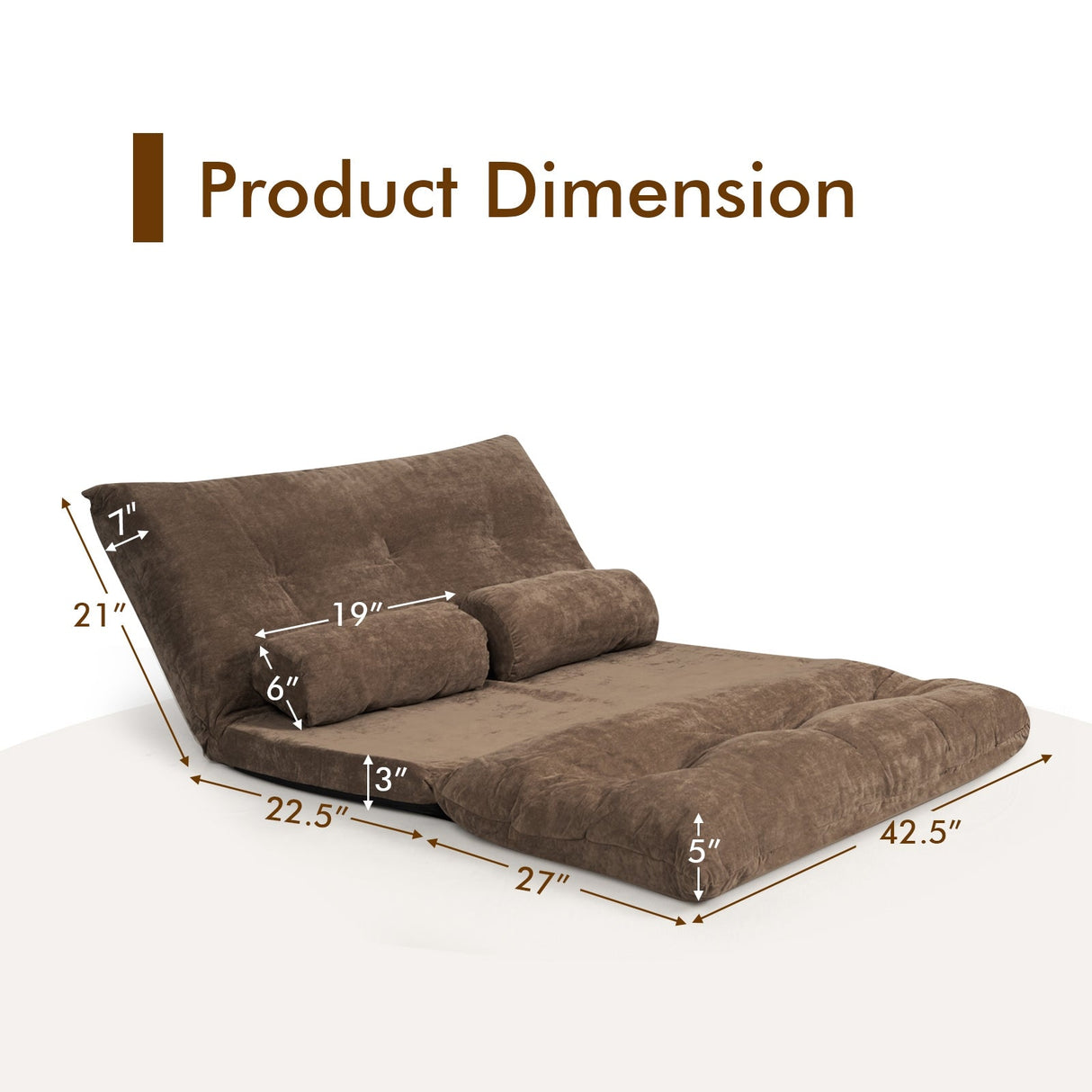 Sofá cama reclinable de 6 posiciones con 2 almohadas