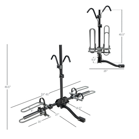 Portabicicletas de enganche para 2 bicicletas, para receptores de 1-1/4 o 2 pulgadas - Negro
