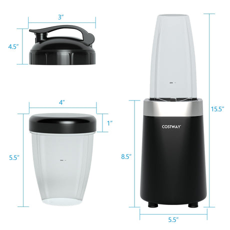 Batidora portátil de 1000 W con diseño de 6 cuchillas - Negra