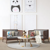 Mueble convertible 2 en 1 de madera para dormitorio infantil con barandillas de seguridad
