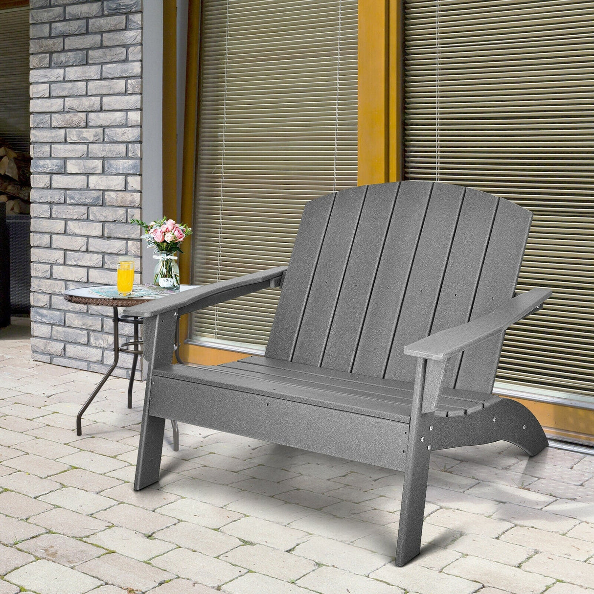 Sillón Adirondack de patio de HDPE para porche, jardín, patio trasero - Gris