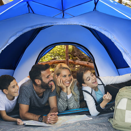 Tienda de camping emergente instantánea impermeable 2 en 1 para 4 personas - Azul