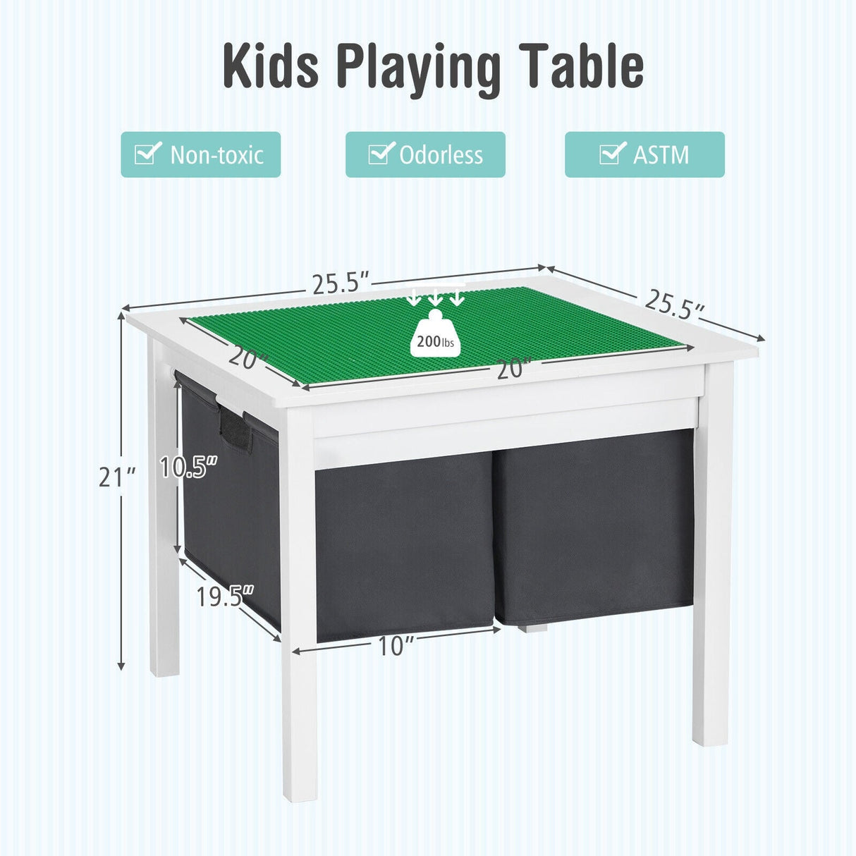 Mesa de construcción de bloques de doble cara 2 en 1 con cajones para niños - Blanca